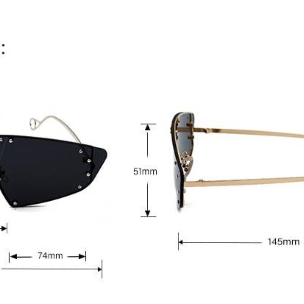 Metal Frame Stud Shield Rimless Sunglasses - Picture 6 of 6